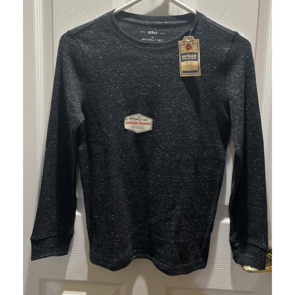 Urban Pipeline Boys Size Medium Gray & Black Long Sleeve Thermal Shirt NWT